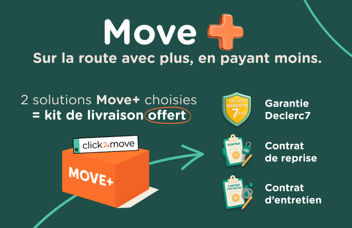 Roulez sereinement, votre voiture est 100% prise en charge avec Move + ! En ce moment, pour deux solutions Move + choisies, un kit de livraison est offert !