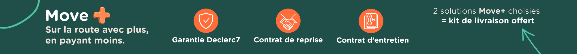 Roulez sereinement, votre voiture est 100% prise en charge avec Move + ! En ce moment, pour deux solutions Move + choisies, un kit de livraison est offert !